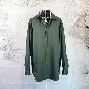 Crazy Horse by Liz Claiborne Men's button-down shirt sateen green Size 16